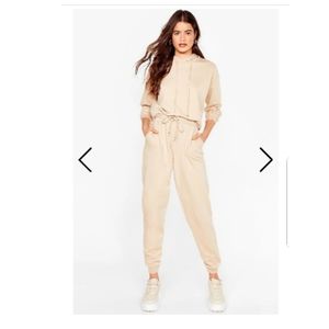Nasty Gal Hoodie and Slouchy Sweatpants Set Tan